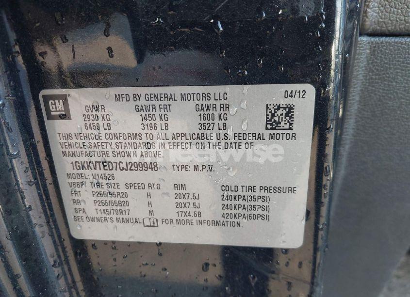 Photo 9 of 2012 Gmc Acadia DENALI (VIN 1GKKVTED7CJ299948)