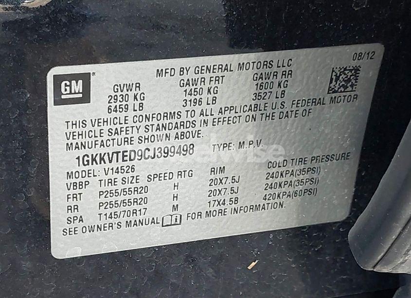 Photo 9 of 2012 Gmc Acadia DENALI (VIN 1GKKVTED9CJ399498)