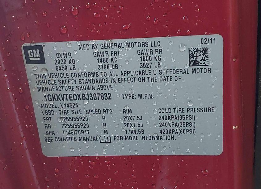 Photo 9 of 2011 Gmc Acadia DENALI (VIN 1GKKVTEDXBJ307832)