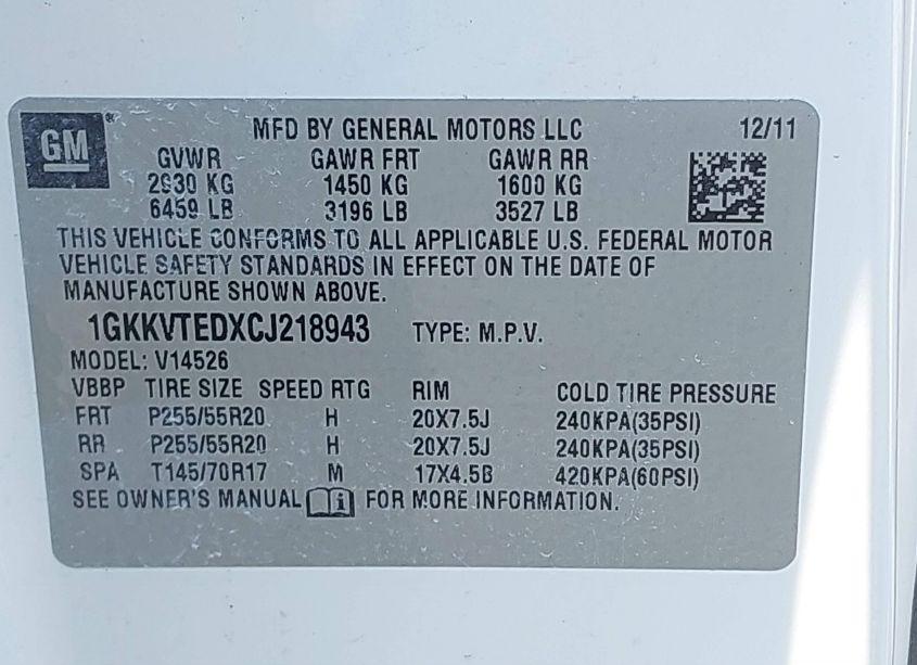 Photo 9 of 2012 Gmc Acadia DENALI (VIN 1GKKVTEDXCJ218943)