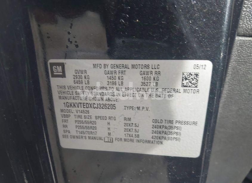 Photo 9 of 2012 Gmc Acadia DENALI (VIN 1GKKVTEDXCJ326205)