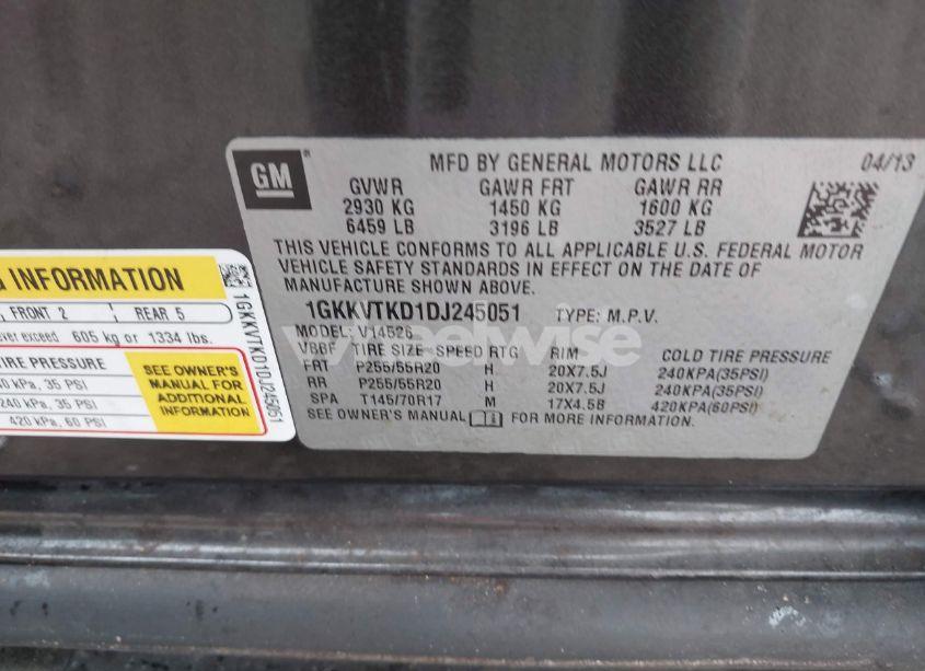 Photo 9 of 2013 Gmc Acadia DENALI (VIN 1GKKVTKD1DJ245051)