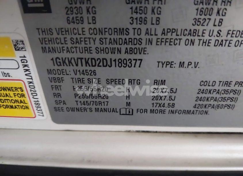 Photo 9 of 2013 Gmc Acadia DENALI (VIN 1GKKVTKD2DJ189377)