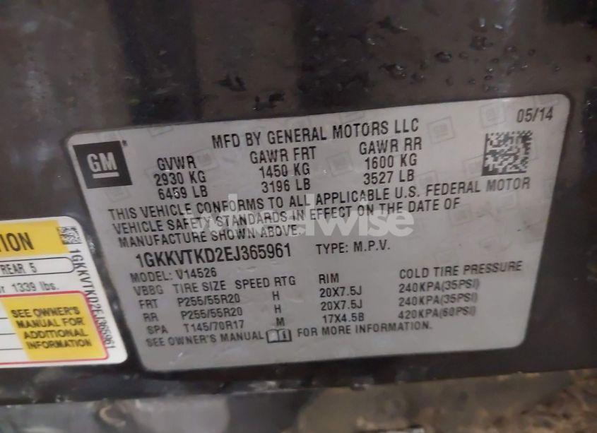 Photo 9 of 2014 Gmc Acadia DENALI (VIN 1GKKVTKD2EJ365961)