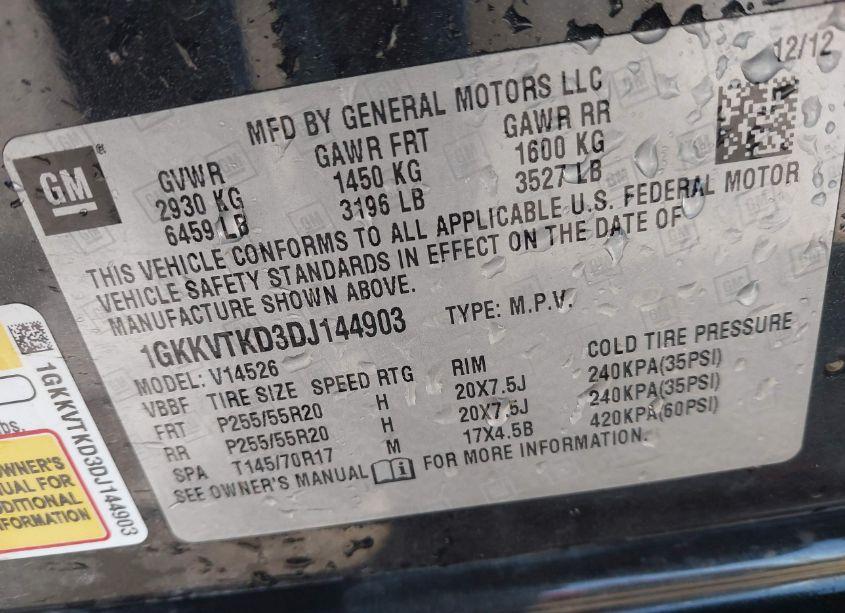 Photo 9 of 2013 Gmc Acadia DENALI (VIN 1GKKVTKD3DJ144903)