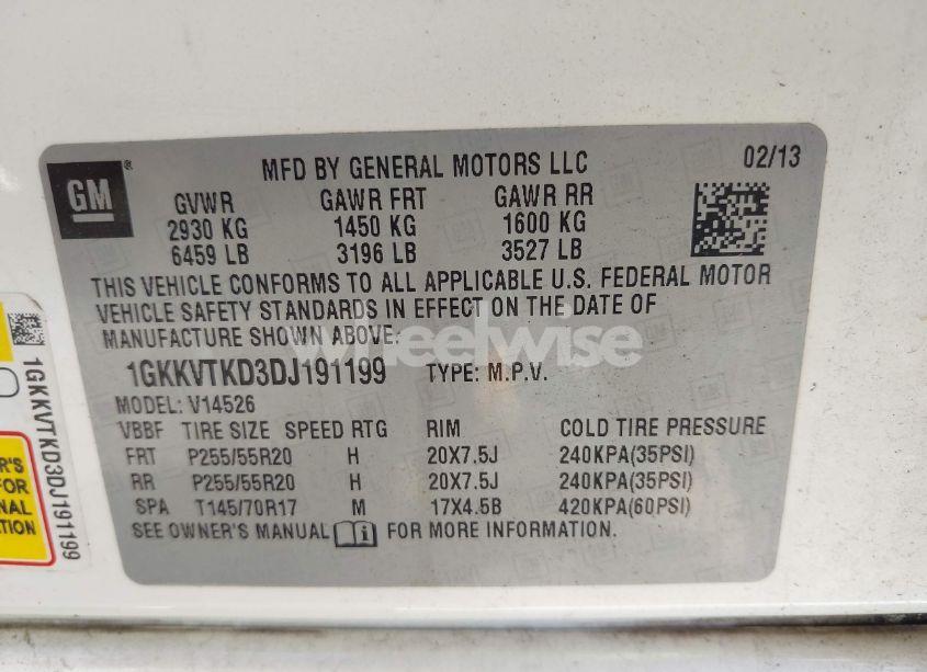 Photo 9 of 2013 Gmc Acadia DENALI (VIN 1GKKVTKD3DJ191199)