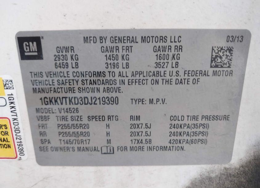 Photo 9 of 2013 Gmc Acadia DENALI (VIN 1GKKVTKD3DJ219390)