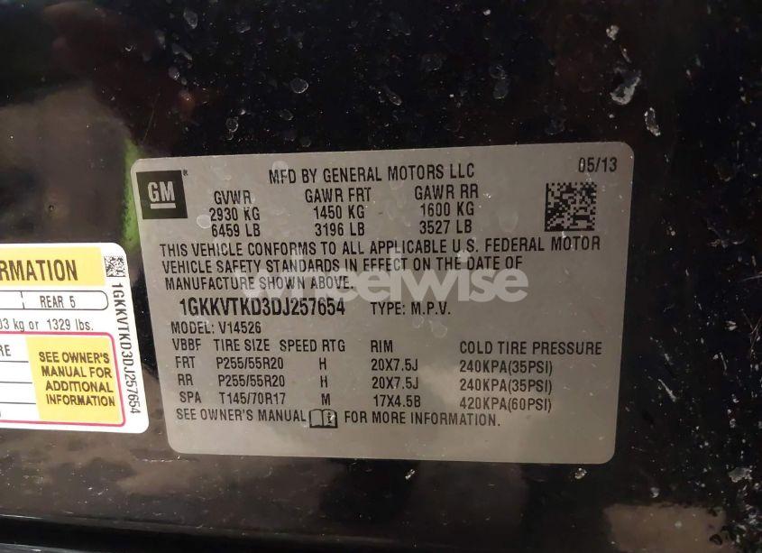 Photo 9 of 2013 Gmc Acadia DENALI (VIN 1GKKVTKD3DJ257654)