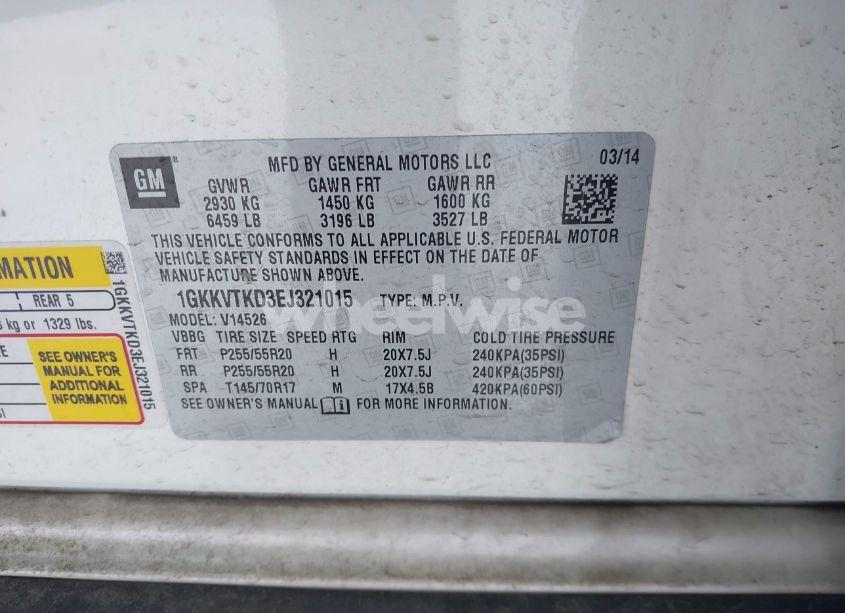 Photo 9 of 2014 Gmc Acadia DENALI (VIN 1GKKVTKD3EJ321015)