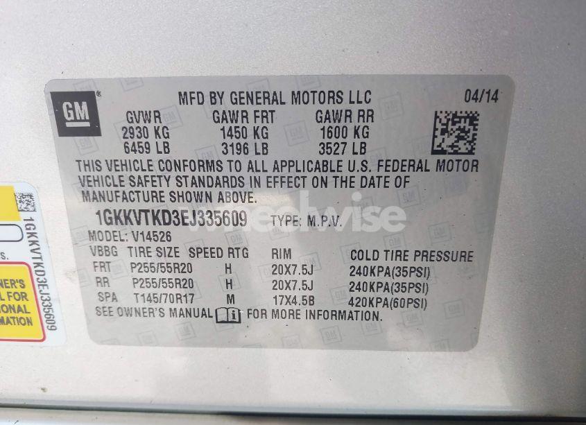 Photo 9 of 2014 Gmc Acadia DENALI (VIN 1GKKVTKD3EJ335609)
