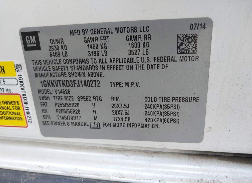 Photo 9 of 2015 Gmc Acadia DENALI (VIN 1GKKVTKD3FJ140272)