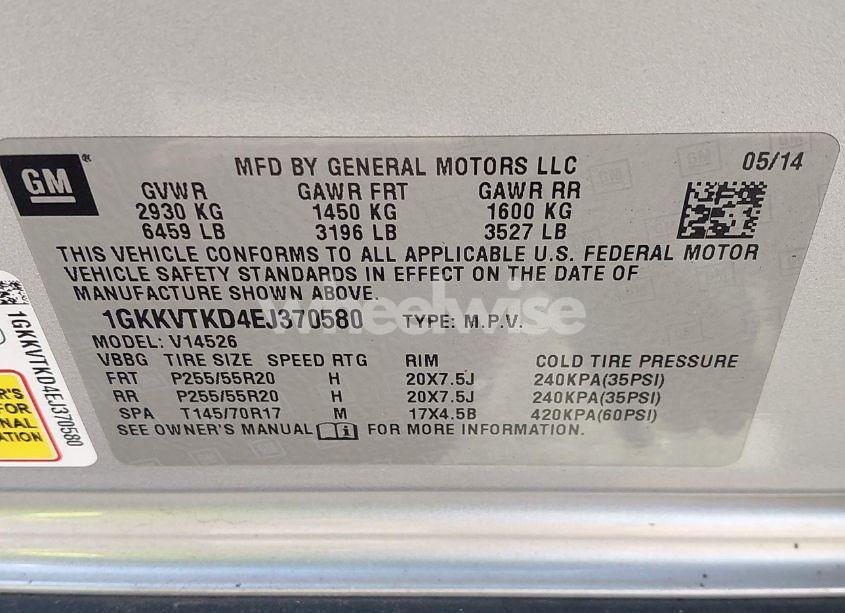 Photo 9 of 2014 Gmc Acadia DENALI (VIN 1GKKVTKD4EJ370580)