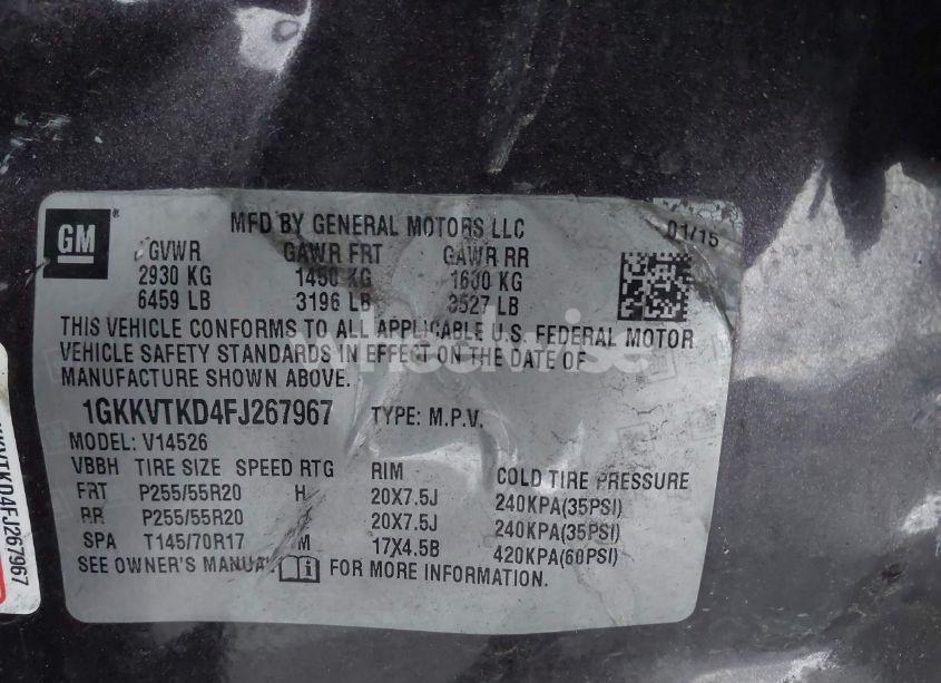 Photo 9 of 2015 Gmc Acadia DENALI (VIN 1GKKVTKD4FJ267967)