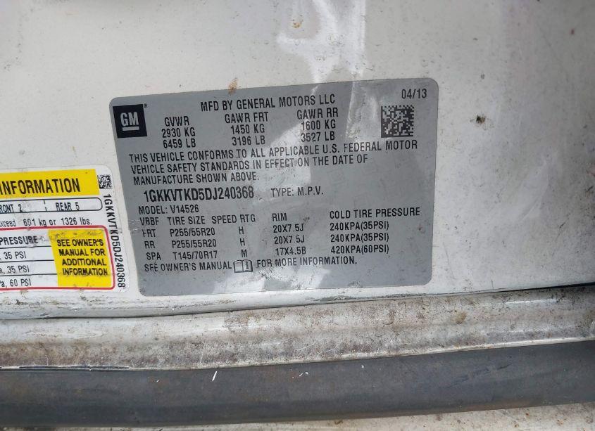 Photo 9 of 2013 Gmc Acadia DENALI (VIN 1GKKVTKD5DJ240368)