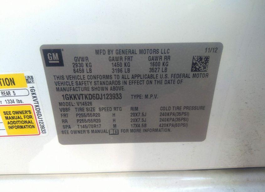 Photo 9 of 2013 Gmc Acadia DENALI (VIN 1GKKVTKD6DJ123933)