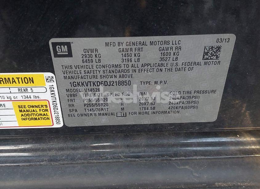 Photo 9 of 2013 Gmc Acadia DENALI (VIN 1GKKVTKD6DJ218850)