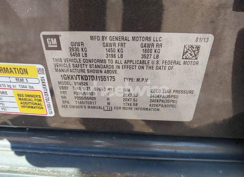 Photo 9 of 2013 Gmc Acadia DENALI (VIN 1GKKVTKD7DJ155175)