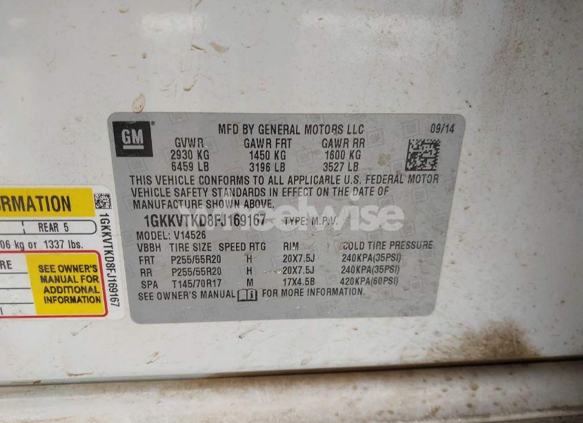 Photo 9 of 2015 Gmc Acadia DENALI (VIN 1GKKVTKD8FJ169167)