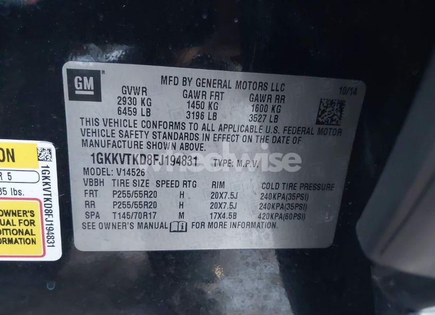 Photo 9 of 2015 Gmc Acadia DENALI (VIN 1GKKVTKD8FJ194831)