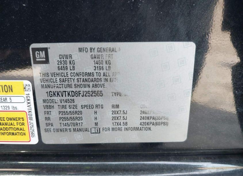 Photo 9 of 2015 Gmc Acadia DENALI (VIN 1GKKVTKD8FJ252565)