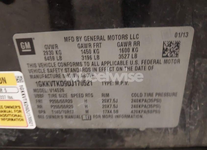 Photo 9 of 2013 Gmc Acadia DENALI (VIN 1GKKVTKD9DJ170521)