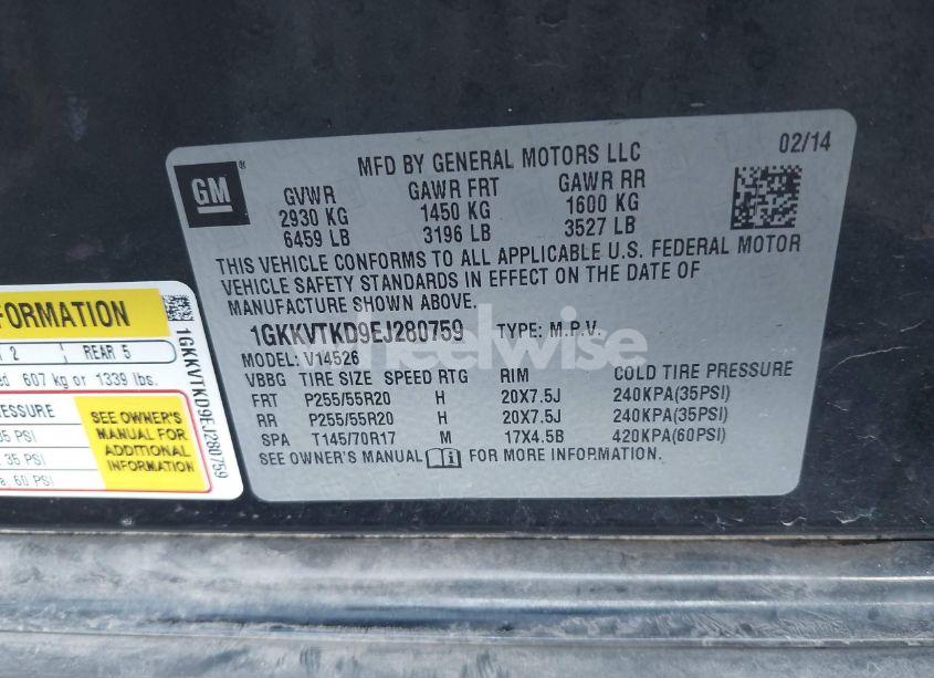 Photo 9 of 2014 Gmc Acadia DENALI (VIN 1GKKVTKD9EJ280759)