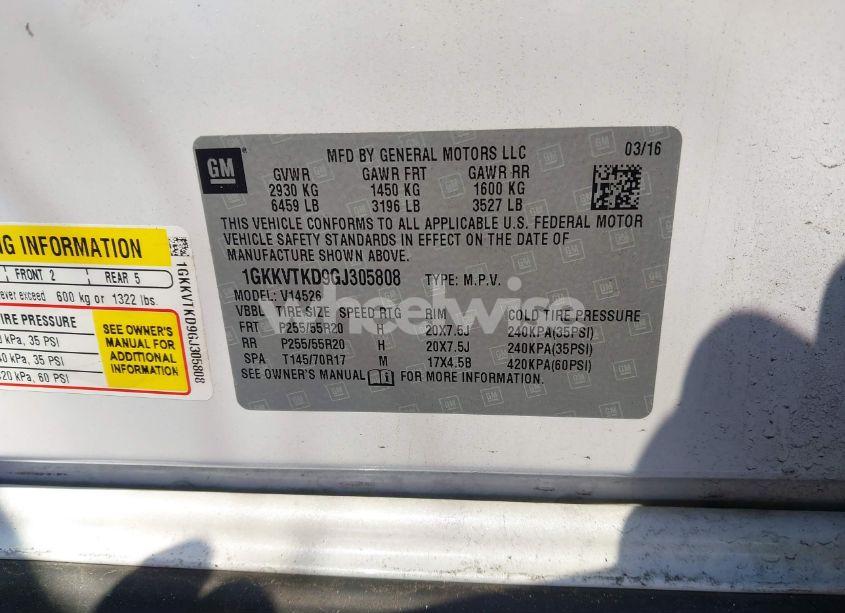 Photo 9 of 2016 Gmc Acadia DENALI (VIN 1GKKVTKD9GJ305808)