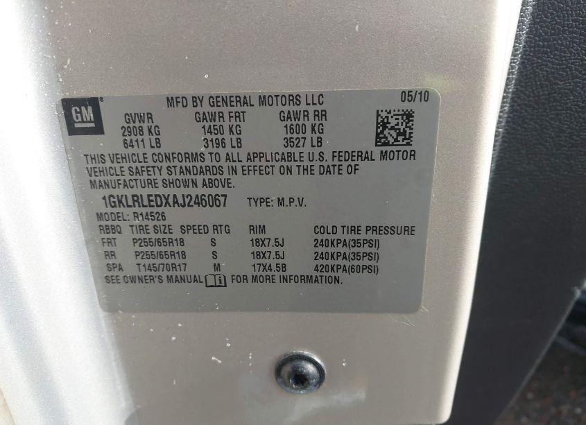 Photo 9 of 2010 Gmc Acadia SLE (VIN 1GKLRLEDXAJ246067)