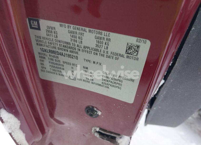 Photo 9 of 2010 Gmc Acadia SLT-1 (VIN 1GKLRMED4AJ185210)