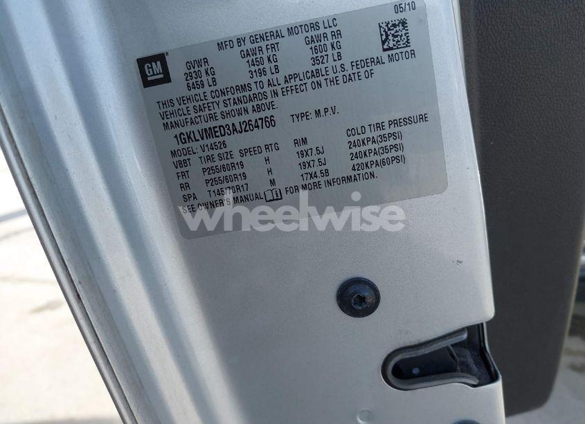 Photo 9 of 2010 Gmc Acadia SLT-1 (VIN 1GKLVMED3AJ264766)