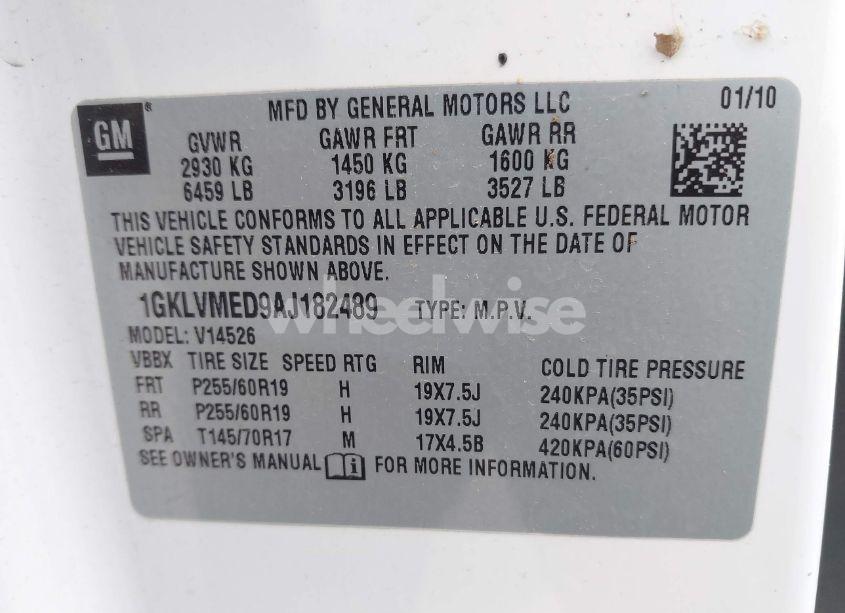 Photo 9 of 2010 Gmc Acadia SLT-1 (VIN 1GKLVMED9AJ182489)