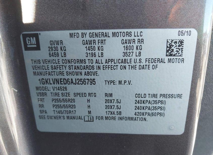 Photo 9 of 2010 Gmc Acadia SLT-2 (VIN 1GKLVNED6AJ256795)