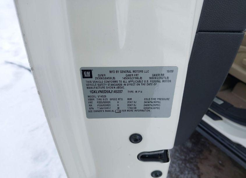 Photo 9 of 2010 Gmc Acadia SLT-2 (VIN 1GKLVNED9AJ149207)