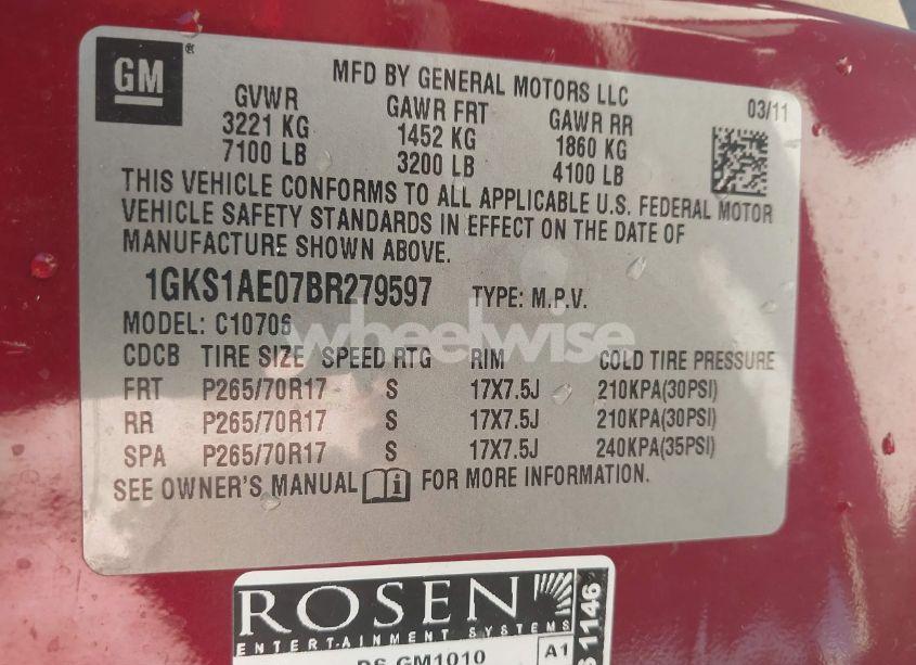 Photo 9 of 2011 Gmc Yukon SLE (VIN 1GKS1AE07BR279597)