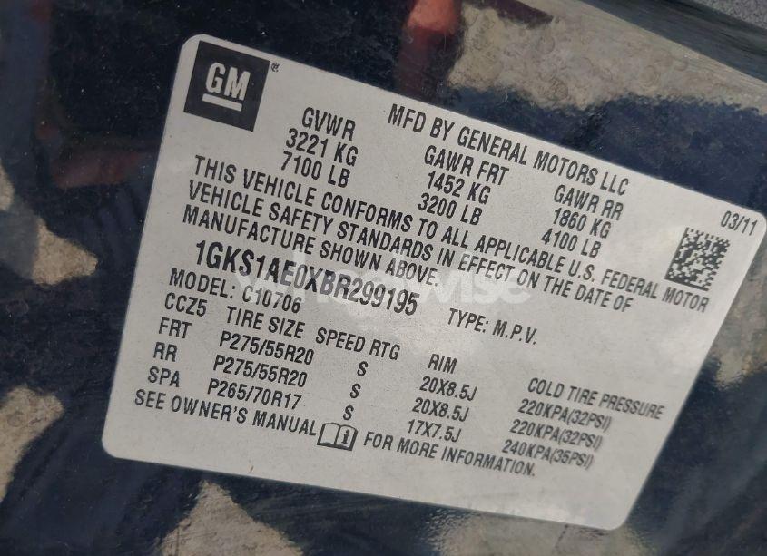 Photo 9 of 2011 Gmc Yukon SLE (VIN 1GKS1AE0XBR299195)