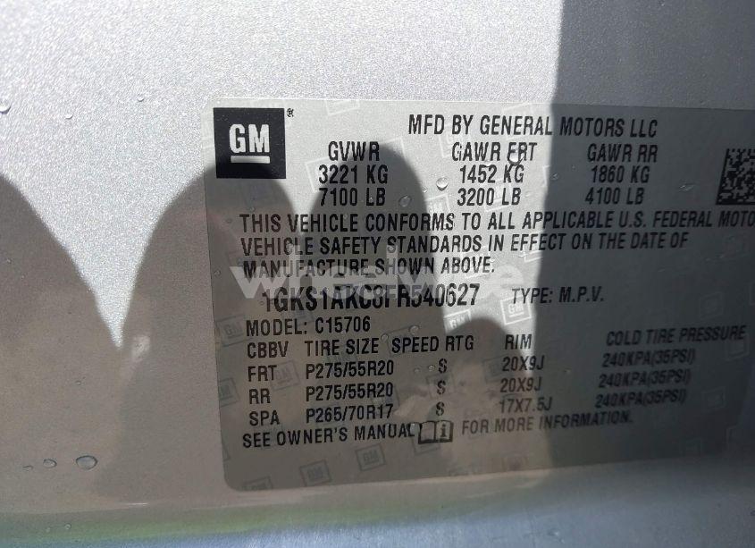 Photo 9 of 2015 Gmc Yukon SLE (VIN 1GKS1AKC8FR540627)