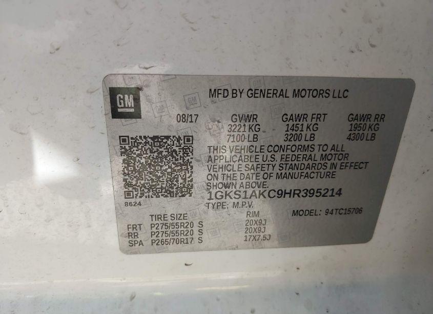 Photo 9 of 2017 Gmc Yukon SLE (VIN 1GKS1AKC9HR395214)