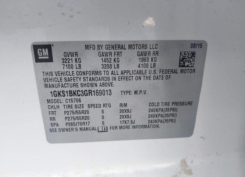 Photo 9 of 2016 Gmc Yukon SLT (VIN 1GKS1BKC3GR169013)