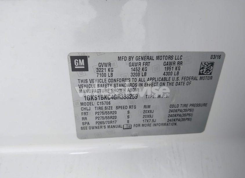 Photo 9 of 2016 Gmc Yukon SLT (VIN 1GKS1BKC4GR338259)