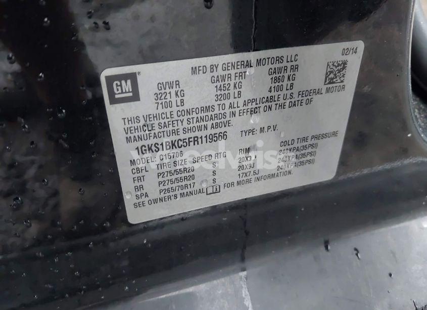 Photo 9 of 2015 Gmc Yukon SLT (VIN 1GKS1BKC5FR119566)