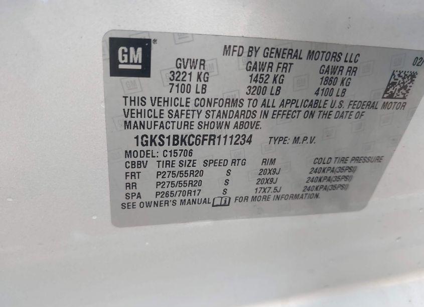 Photo 9 of 2015 Gmc Yukon SLT (VIN 1GKS1BKC6FR111234)