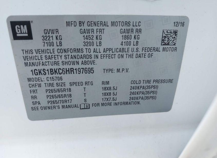 Photo 9 of 2017 Gmc Yukon SLT (VIN 1GKS1BKC6HR197695)