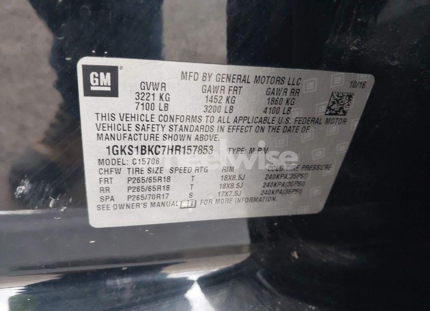 Photo 9 of 2017 Gmc Yukon SLT (VIN 1GKS1BKC7HR157853)