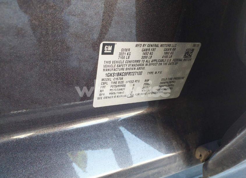 Photo 9 of 2015 Gmc Yukon SLT (VIN 1GKS1BKC8FR727100)