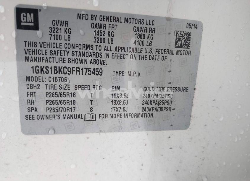 Photo 9 of 2015 Gmc Yukon SLT (VIN 1GKS1BKC9FR175459)