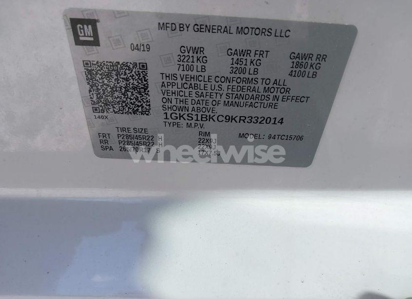 Photo 9 of 2019 Gmc Yukon SLT (VIN 1GKS1BKC9KR332014)