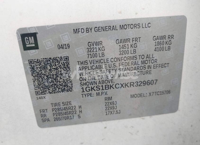 Photo 9 of 2019 Gmc Yukon SLT (VIN 1GKS1BKCXKR329607)