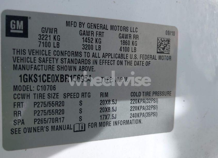 Photo 9 of 2011 Gmc Yukon SLT (VIN 1GKS1CE0XBR156954)