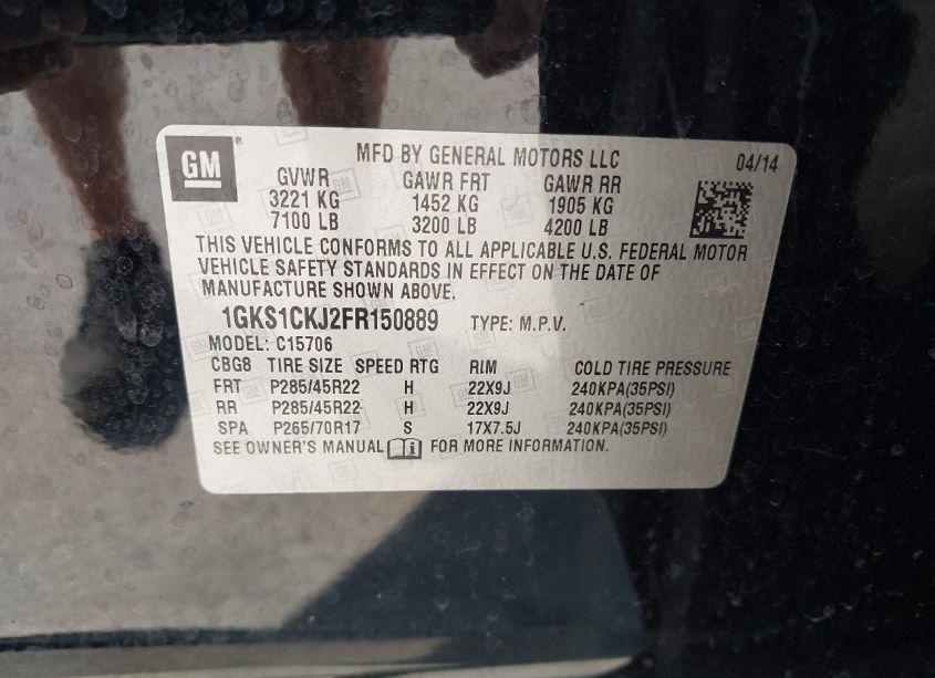 Photo 9 of 2015 Gmc Yukon DENALI (VIN 1GKS1CKJ2FR150889)