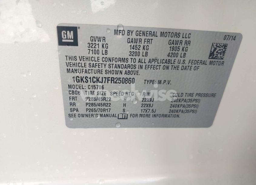 Photo 9 of 2015 Gmc Yukon DENALI (VIN 1GKS1CKJ7FR250860)